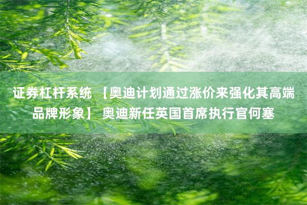 证券杠杆系统 【奥迪计划通过涨价来强化其高端品牌形象】 奥迪新任英国首席执行官何塞