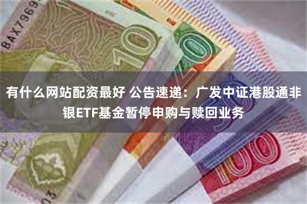 有什么网站配资最好 公告速递：广发中证港股通非银ETF基金暂停申购与赎回业务